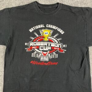 Robertson Cup 2019 T-Shirt Men's Size L Black National Champions Hockey Graphic